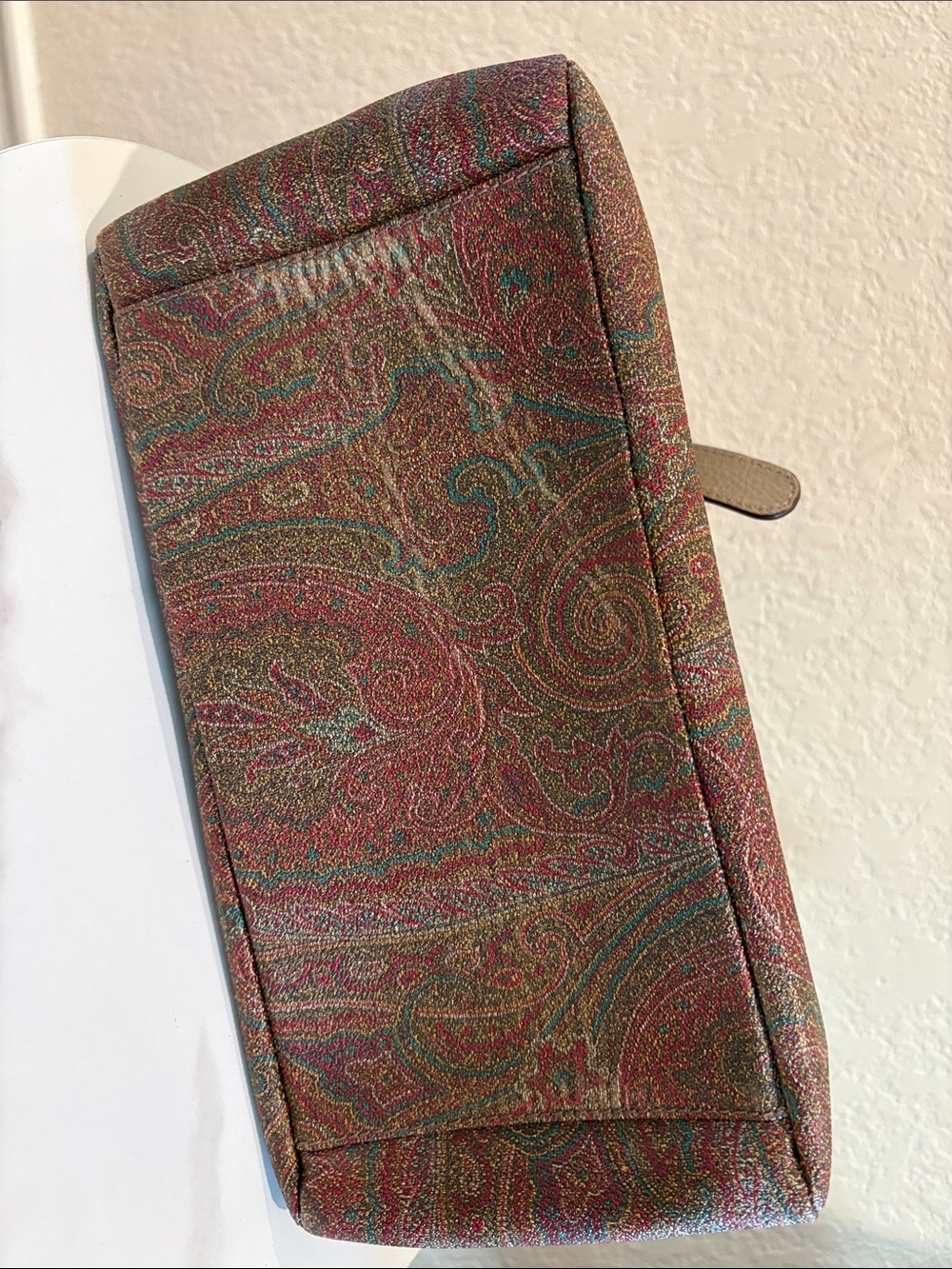 Etro Paisley Pattern Brown Leather-Trim Tote Bag - Picture 11 of 14